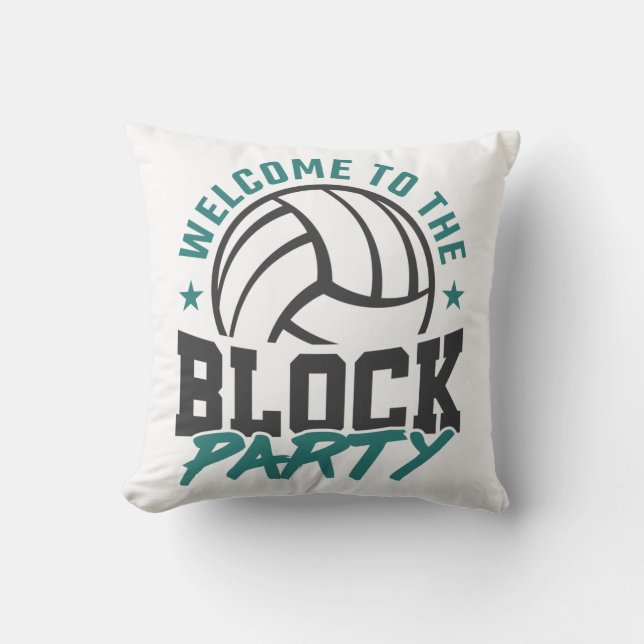 Coussin Bienvenue à la Block Party Volleyball Bloc Central (Recto)
