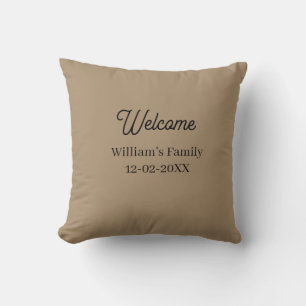 Coussin Bienvenue à la maison ajout du nom de famille inau