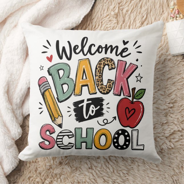 Coussin Bienvenue à l'école Enseignant Élève Premier Jour (Couverture)