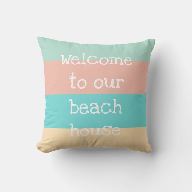 Coussin Bienvenue à notre Beach House Jeu d'Oreiller (Recto)