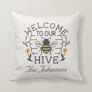 Coussin Bienvenue à notre Porche de printemps Hive Honey B