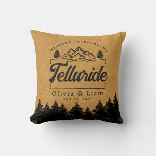 Coussin Bienvenue À Telluride Colorado Mariage Minimaliste