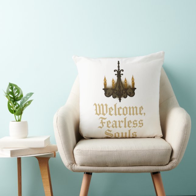 Coussin Bienvenue, Âmes Intrépides Gothique Halloween Élég (Chaise)