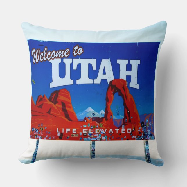 Coussin Bienvenue au panneau Utah (Recto)
