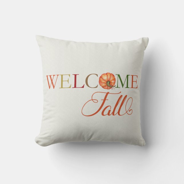 Coussin Bienvenue automne citrouille (Recto)
