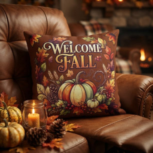 Coussin Bienvenue Automne. Récolte d'automne.