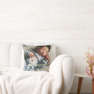 Coussin Bienvenue bébé Photo personnalisée Nouveau-né St