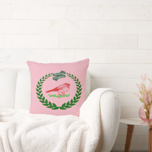 Coussin Bienvenue Cardinal Couronne de houx Saison Confort