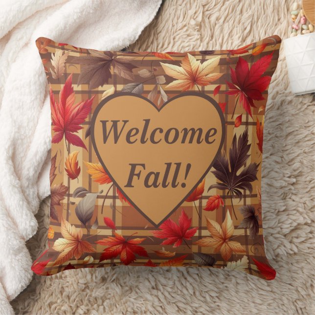 Coussin Bienvenue Chute ! Feuilles d'automne décoratives (Couverture)
