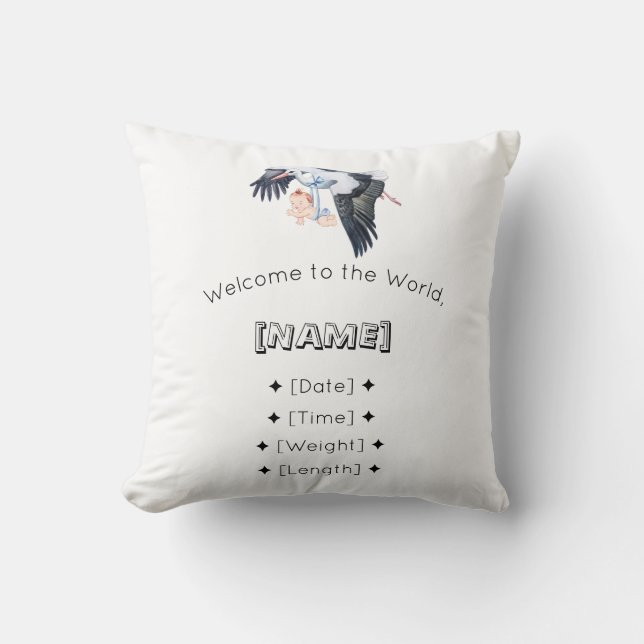Coussin Bienvenue dans la barre World Custom Name & Birth  (Recto)