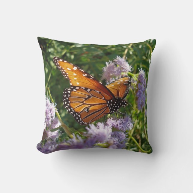 Coussin Bienvenue dans le Monde Monarque Papillon Photo Ba (Recto)