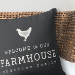 Coussin Bienvenue dans notre ferme Pays Poulet rustique<br><div class="desc">Design est composé de Modern Country Rustic avec la typographie "Bienvenue à notre Ferme". Disponible ici : http://www.zazzle.com/store/selectpartysupplies</div>
