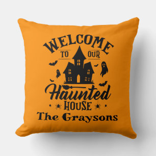 Coussin Bienvenue dans notre maison décoration Halloween e