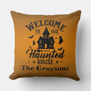 Coussin Bienvenue dans notre maison Halloween décoration e