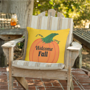 Coussin Bienvenue Famille de citrouille orange d'automne N