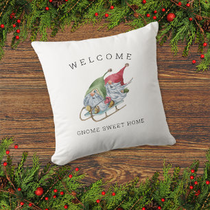 Coussin Bienvenue Gnome Sweet Home Sleigh de Noël