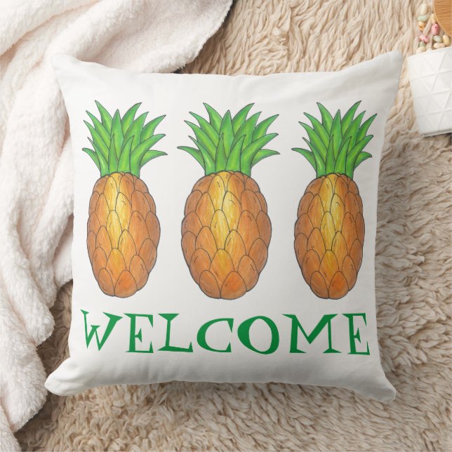 Coussin BIENVENUE Nouvelle Maison Ménage Ananas Hawaii (Couverture)