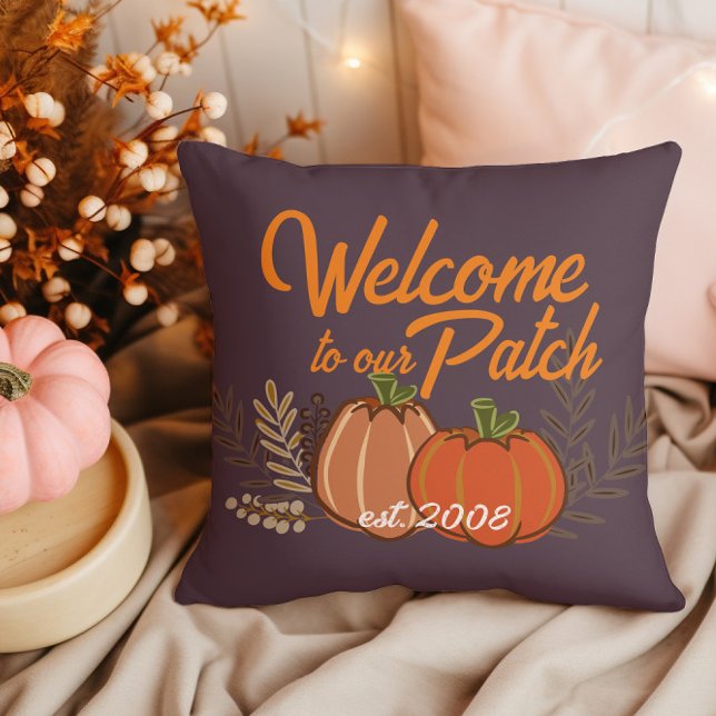 Coussin Bienvenue personnalisé à notre Patch Citrouille d' (Créateur téléchargé)