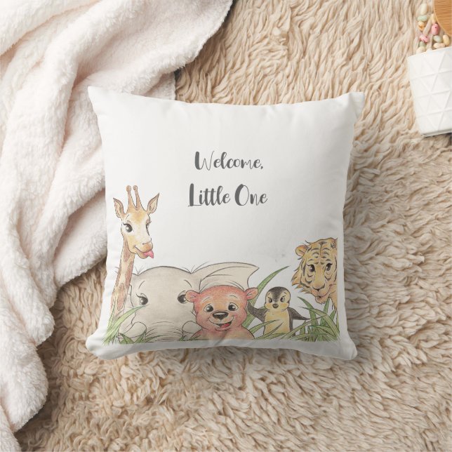 Coussin Bienvenue Petit(e) Safari Bébé Félicitations (Couverture)