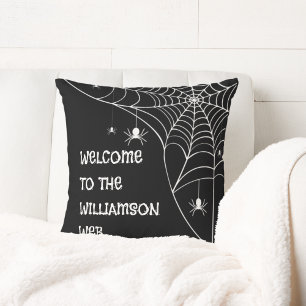 Coussin Bienvenue sur le site Web de l'Araignée d'Hallowee