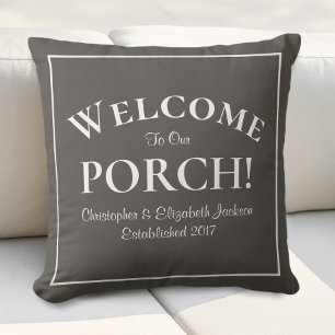 Coussin Bienvenue sur Porch Noms de famille personnalisés 