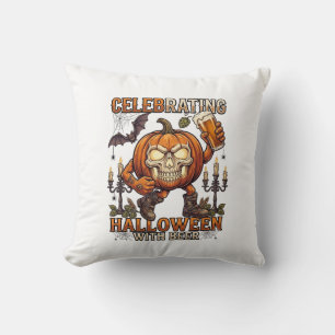 Coussin Bière d'Halloween Crâne Citrouille Chauve-Souris C