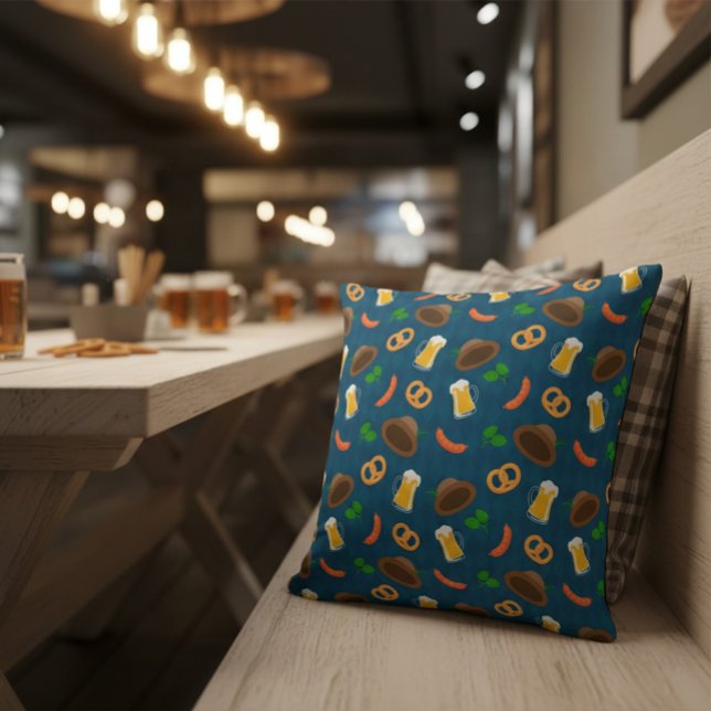 Coussin Bière Oktoberfest, Pretzel & Saucisse Motif Thon (Créateur téléchargé)