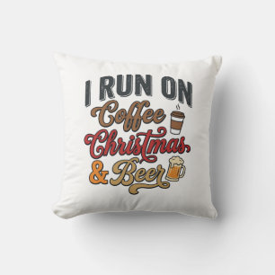 Coussin Bières de Noël au café Design de boisson pour les