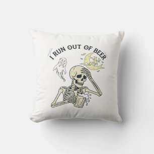 Coussin Bières Épuisées Squelette Fantôme Lune Halloween_1