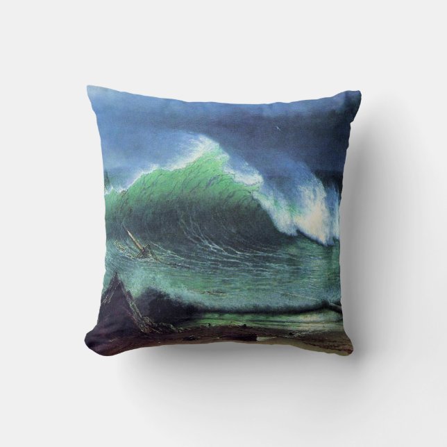 Coussin Bierstadt - mer d'Emeraude, peinture d'art, (Recto)