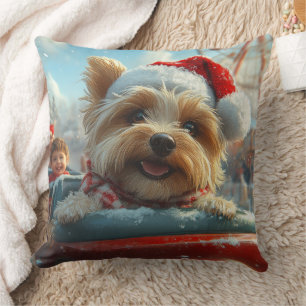 Coussin Biewer Terrier Chien Montagnes Russes Noël 