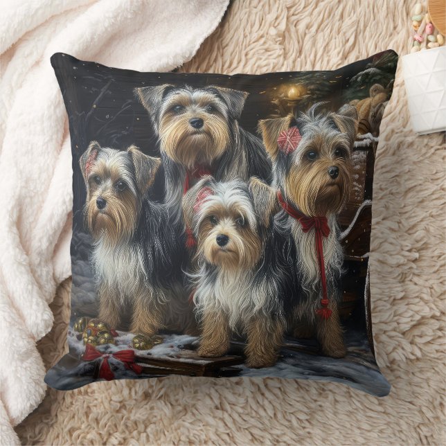 Coussin Biewer Terrier enneigé traîneau Noël décoration (Couverture)