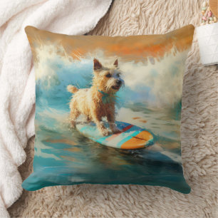 Coussin Biewer Terrier Plage Surf Peinture