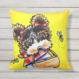Coussin Biewer Yorkie Pique-nique d'été Jaune