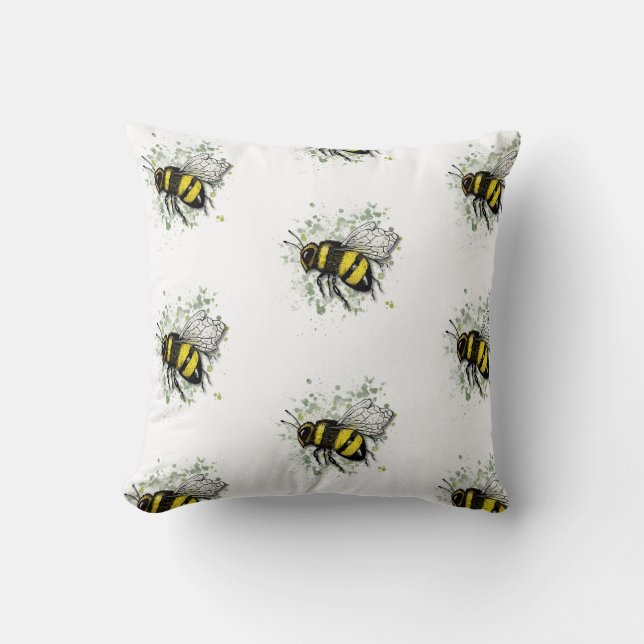 Coussin Big Beautiful Bumble BEE, Digital Drawing (Recto)