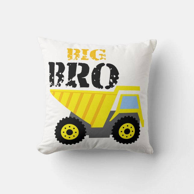 Coussin Big Bro Construction Camion à vidange jaune (Recto)