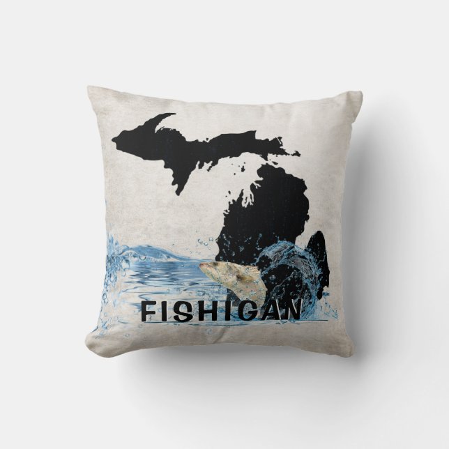 Coussin Big Fish in Water avec Michigan Graphic (Recto)