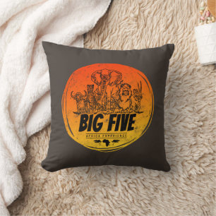 Coussin Big Five of Africa Safari Eléphant Vintage, Lion