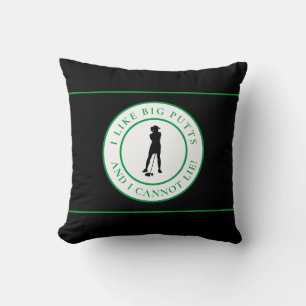 Coussin Big Putts Funny Lady Golf Moderne Black Green Cute