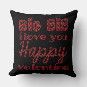 Coussin Big Sis I Lote Cute Cupid Typographie Valentine
