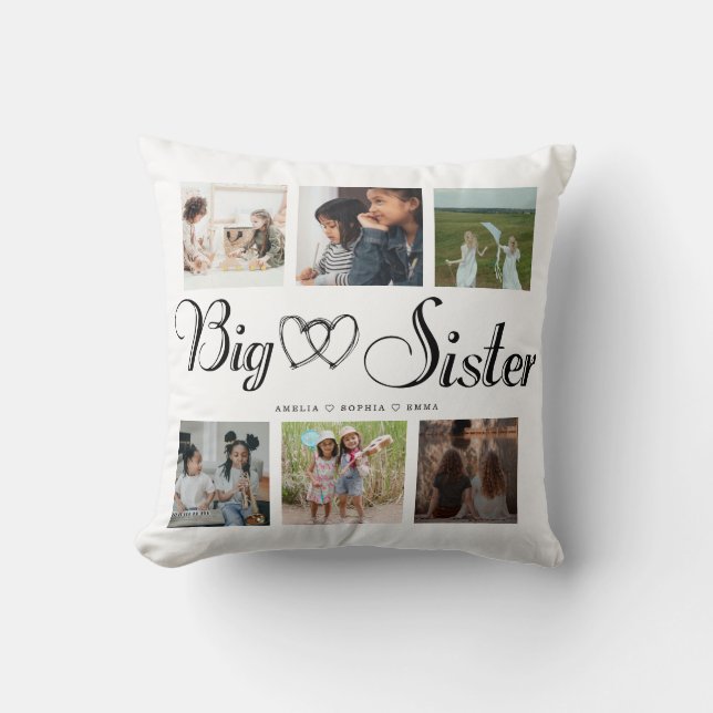Coussin Big Sisters Script Cadeau Pour Sisters Photo Colla (Recto)