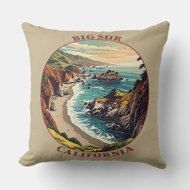 Coussin Big Sur Californie USA (Recto)