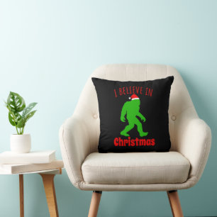 Coussin Bigfoot drôle Je crois en Noël   