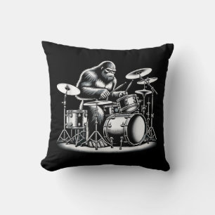Coussin Bigfoot Drummer Sasquatch Jouer Drums Musicien B