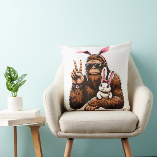 Coussin Bigfoot Lapin Drôle de jour de Pâques Sasquatch