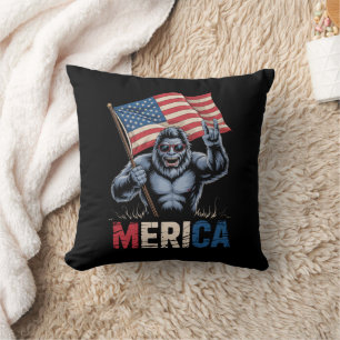 Coussin Bigfoot Merica Rock Drapeau Américain Patriotique 