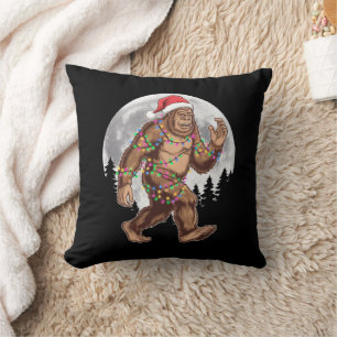 Coussin Bigfoot Père Noël Christmas Tree Lights Xmas Sasqu