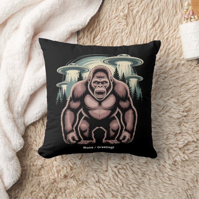 Coussin Bigfoot Sasquatch Alien UFO Drôle Graphisme (Couverture)