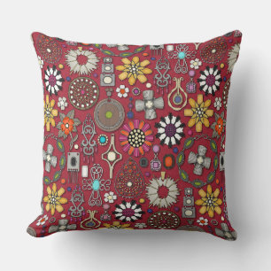 Coussin bijou boho trésor rouge
