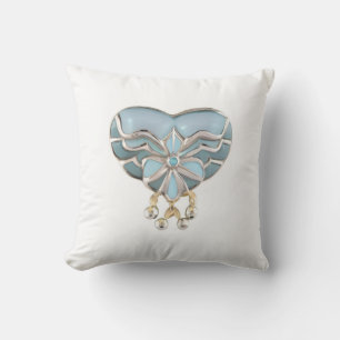 Coussin Bijou de coeur d'or en argent Aquamarine